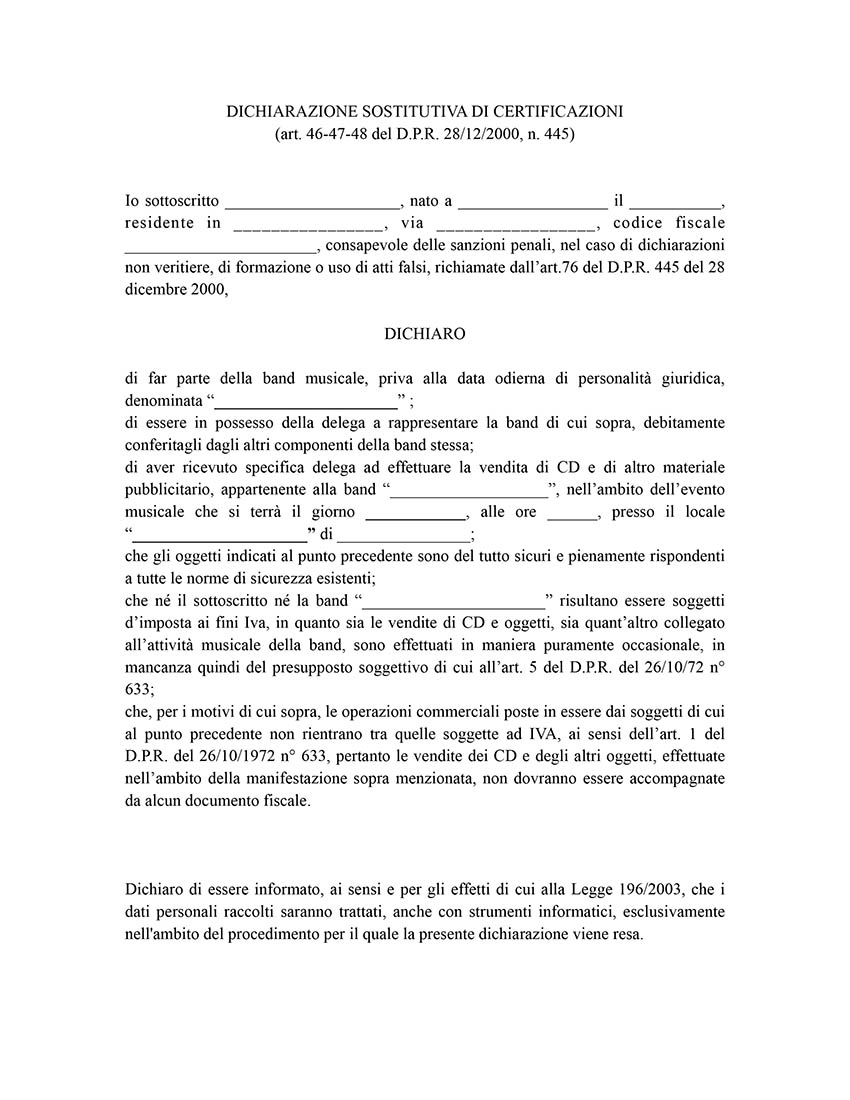 Procura A Vendere Auto Fac Simile